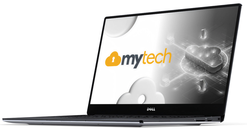 Mockup Notebook com Imagem da logo da My Tech dentro